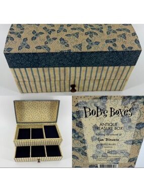 Bob's Boxes Antique Treasure Box in Mixed Blues, Jewelry/Desk/Storage Box